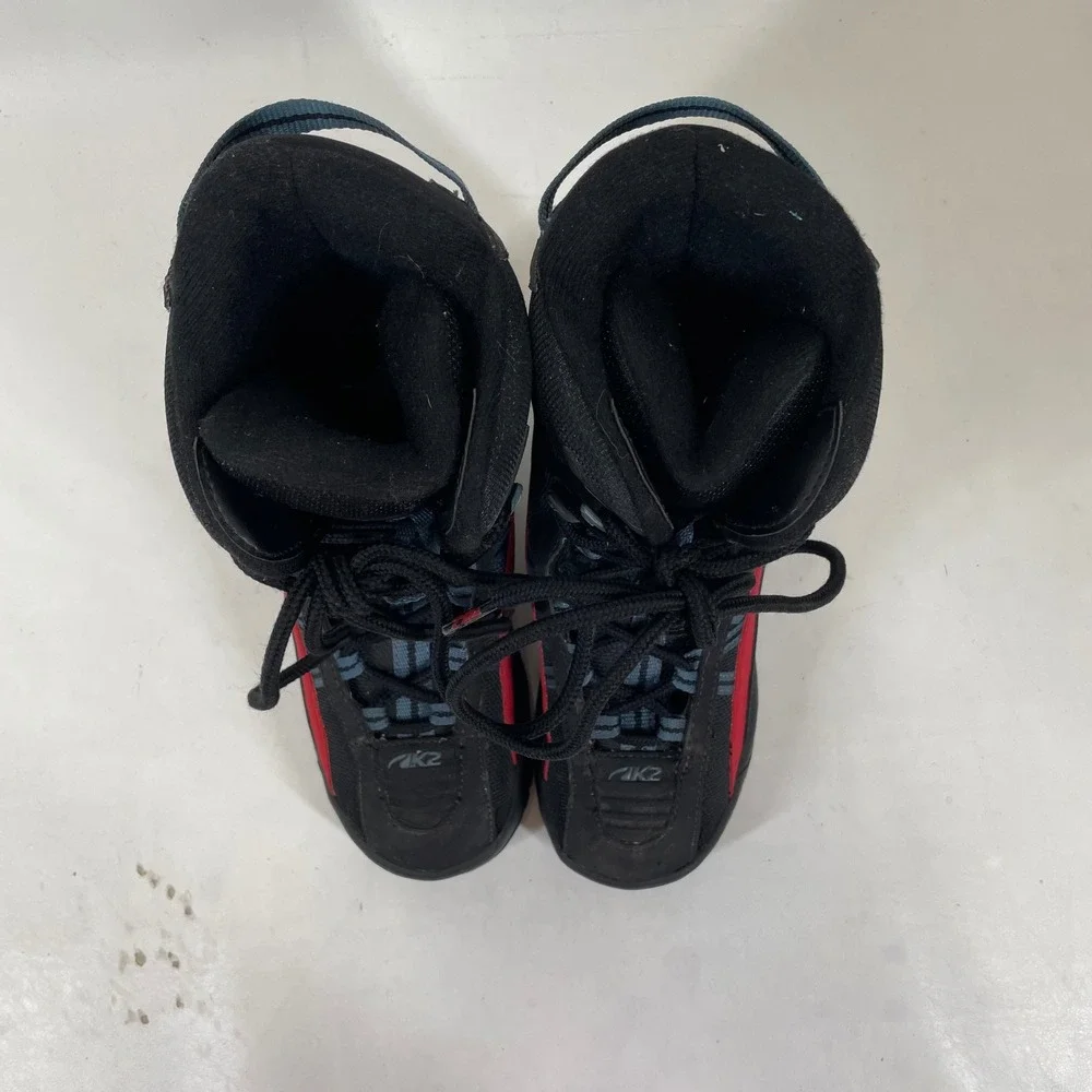K2 Striker Kids Snowboard Boots Black Red Lace Up Size 4 Kids EUR 35 CM 22.5